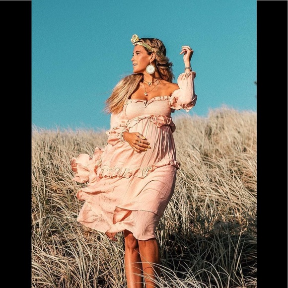 Spell The Gypsy Free People Clementine cream off shoulder dress XS